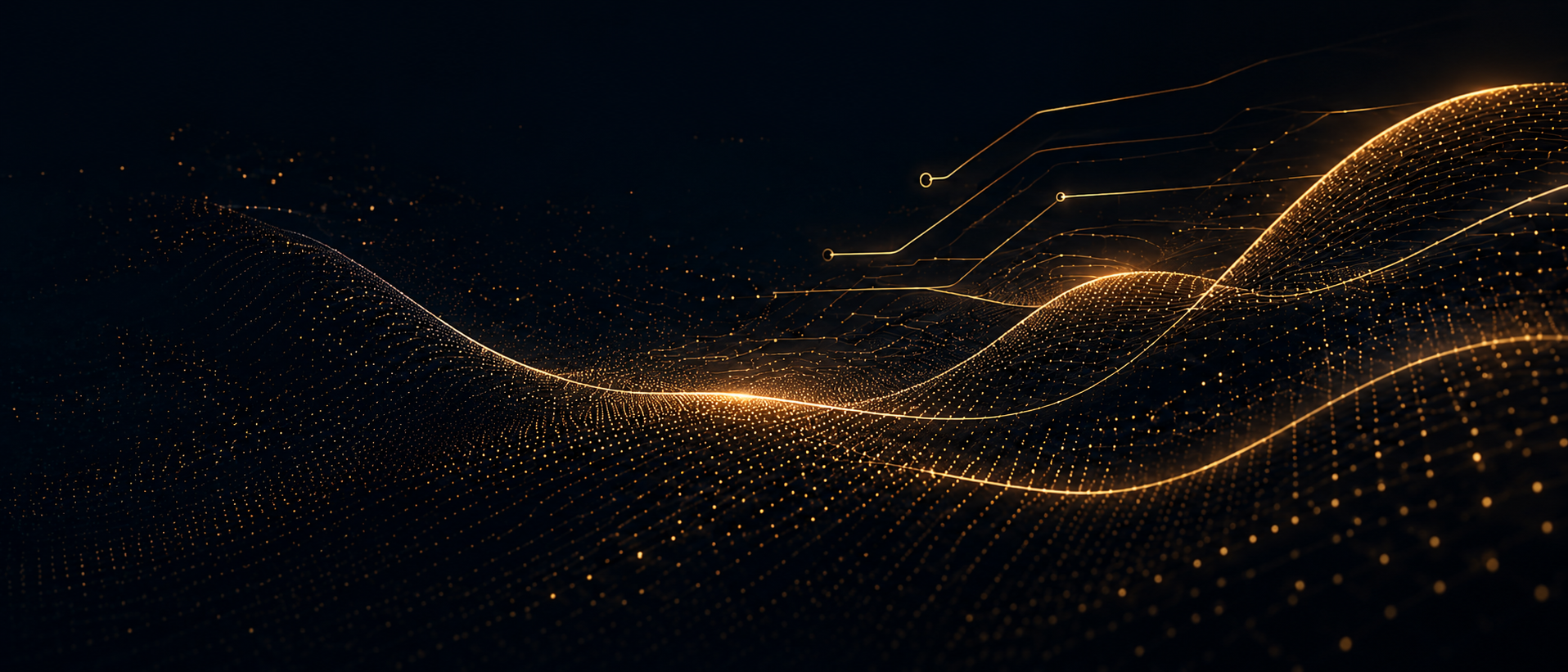 Gold operating wave over a dark Amalgus technology landscape